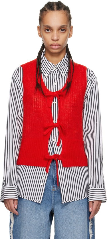 Pleteni pulover GANNI Ganni Tie String Vest Rdeča | K2344, 0