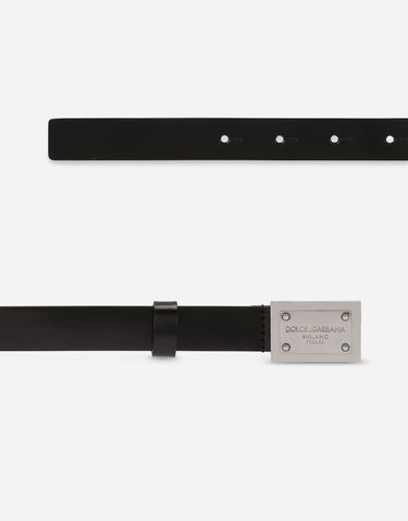 Pasovi Dolce & Gabbana Dolce & Gabbana Leather Belt with Square Buckle Črna | EC0081A103780999, 1