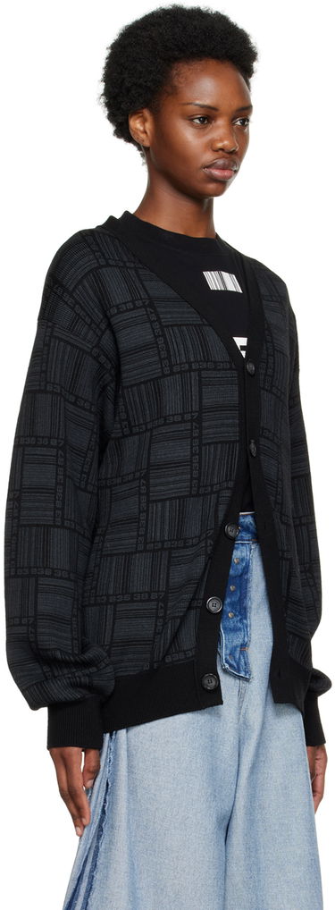 Pleteni pulover VETEMENTS Barcode Pattern Cardigan Črna | VL14KN600B, 1