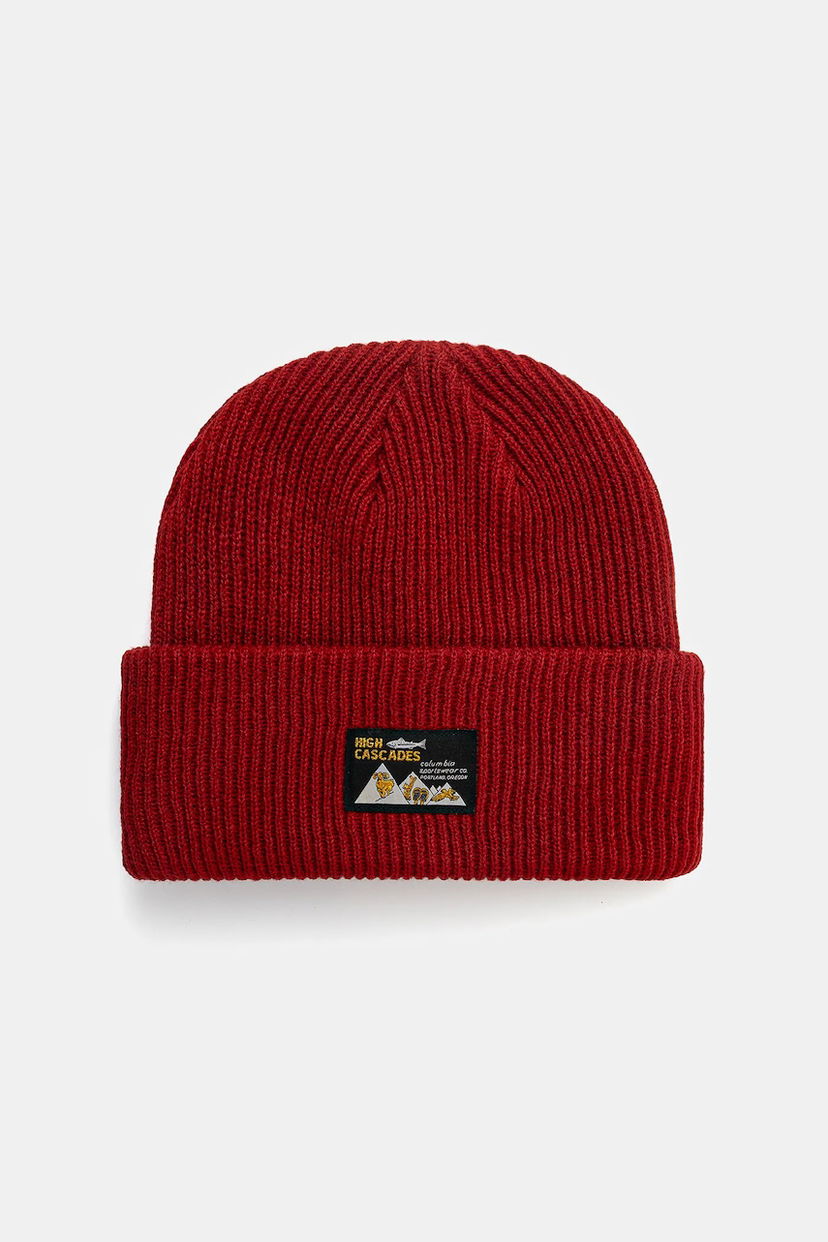 Beanie Columbia Ribbed Knit Beanie with High Cascades Patch Rdeča | 2092601