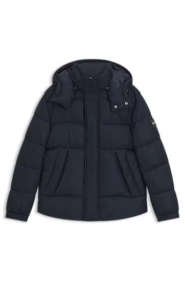Puhovka BOSS Water-repellent puffer jacket with logo badge Mornarica | 50551599