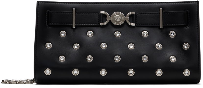 Torbica Versace Versace Lamb Leather Crystal-Embellished Clutch Črna | 1015798_1A13490_1B00P