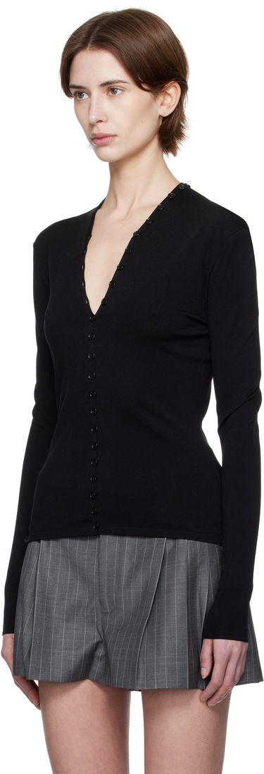 Pleteni pulover Alexander Wang Alexander Wang Long-Sleeve Button Cardigan Črna | 1KC1253017, 3