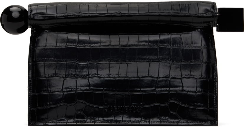 Torbica Jacquemus Jacquemus 'The Rond Carré' Crocodile-Embossed Clutch Črna | 25E233BA356-4301