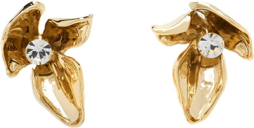 Uhani Erdem Erdem Gold-Tone Crystal Flower Earrings Rumena | PF25_JE18_00038003