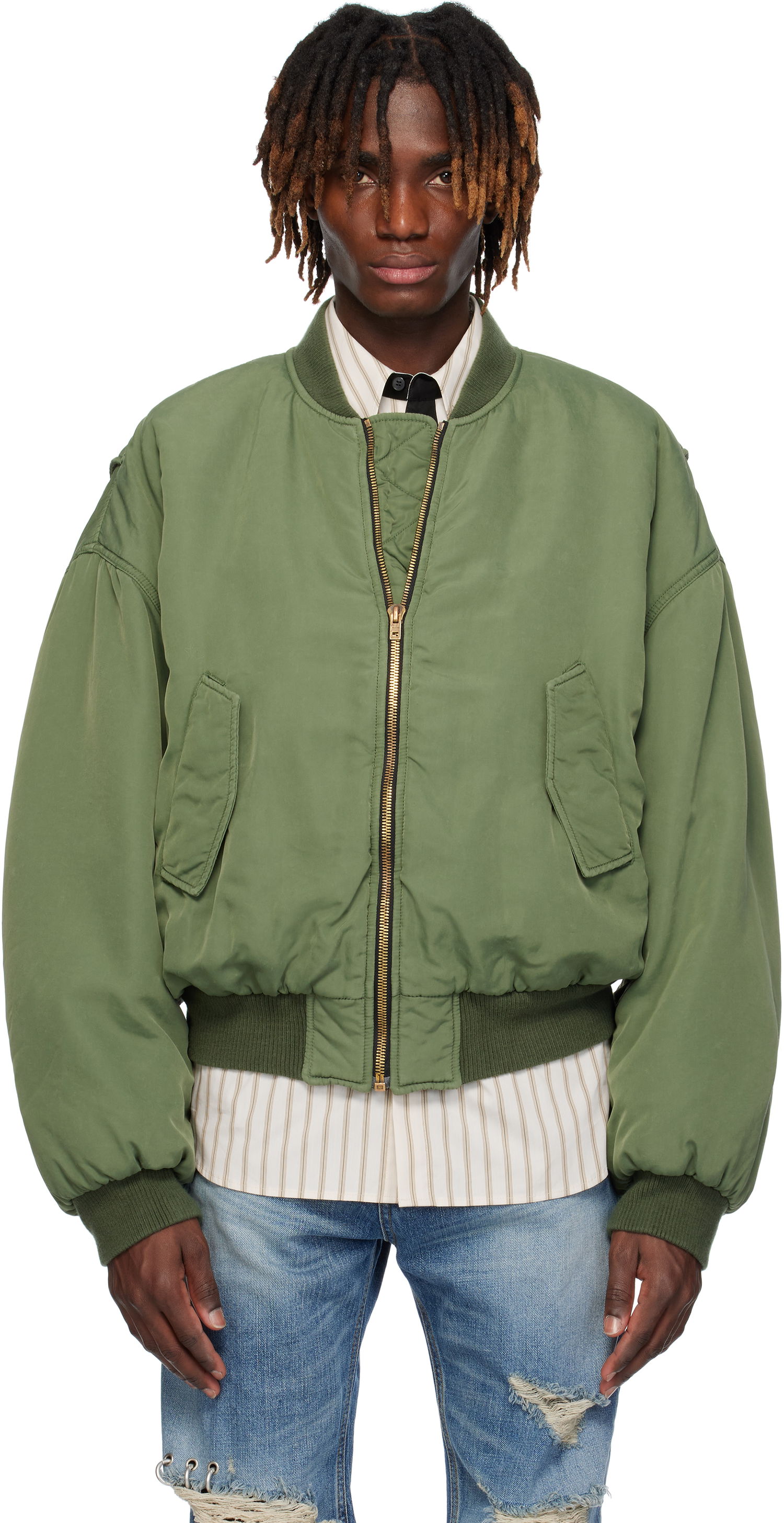 Bomber jakna We11done We11done Curved Bomber Jacket Zelena | WD-JP0-25-005-U-KK, 0
