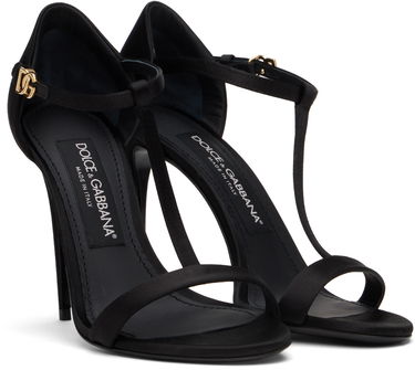 Superge in čevlji Dolce & Gabbana Satin T-Bar Heeled Sandals Črna | CR1766 A7630, 3