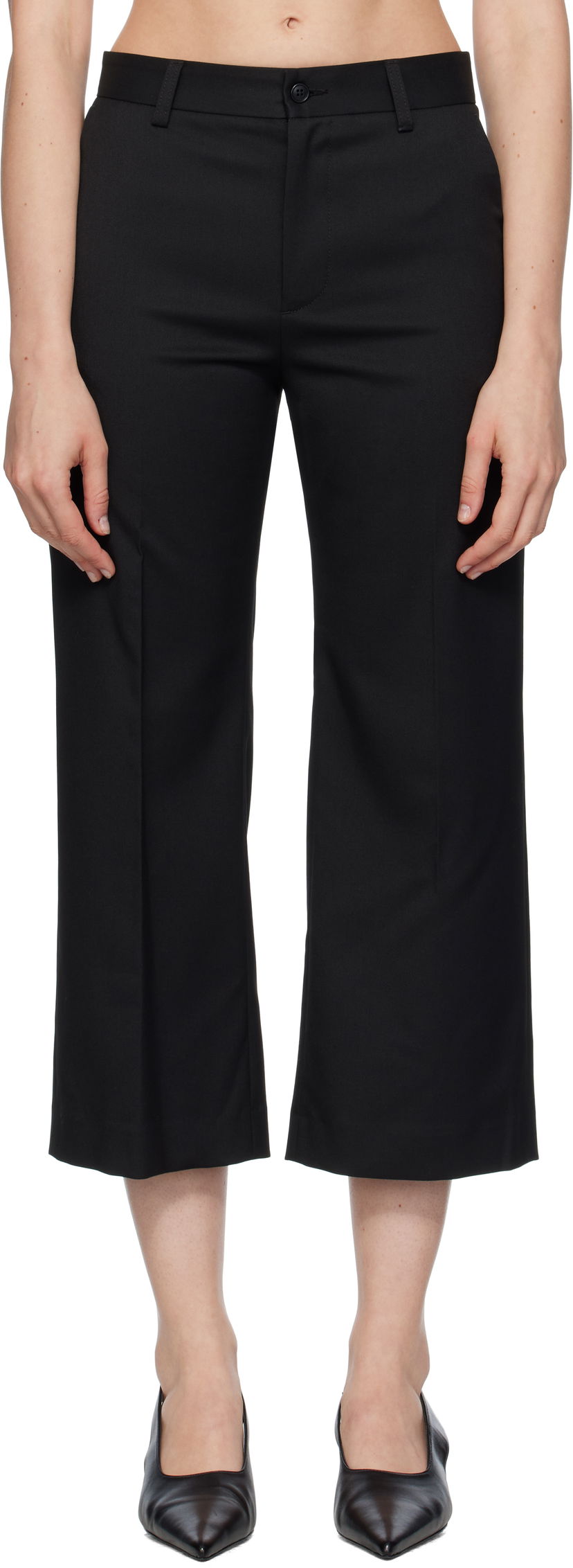 Hlače Maison Margiela MM6 Maison Margiela Tailoring Blend Cropped Trousers Črna | S52KA0535 M35227