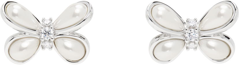 Uhani SHUSHU/TONG YVMIN Edition Pearl Butterfly Earrings Bela | 24712WHT00DN2