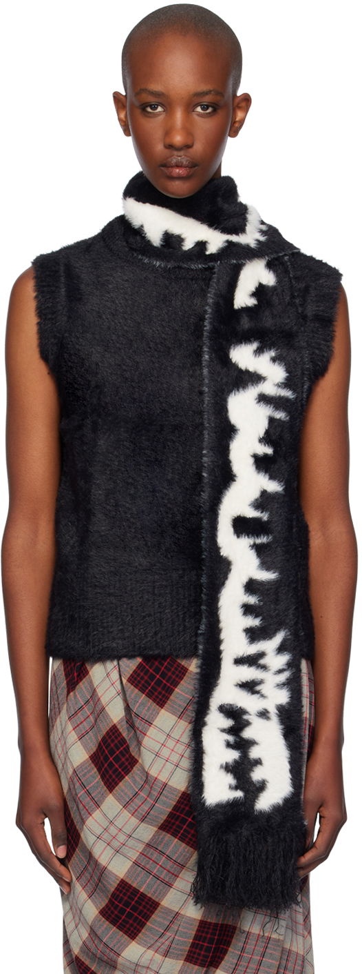 Pleteni pulover Charles Jeffrey Loverboy Scarf Vest Črna | 42090401