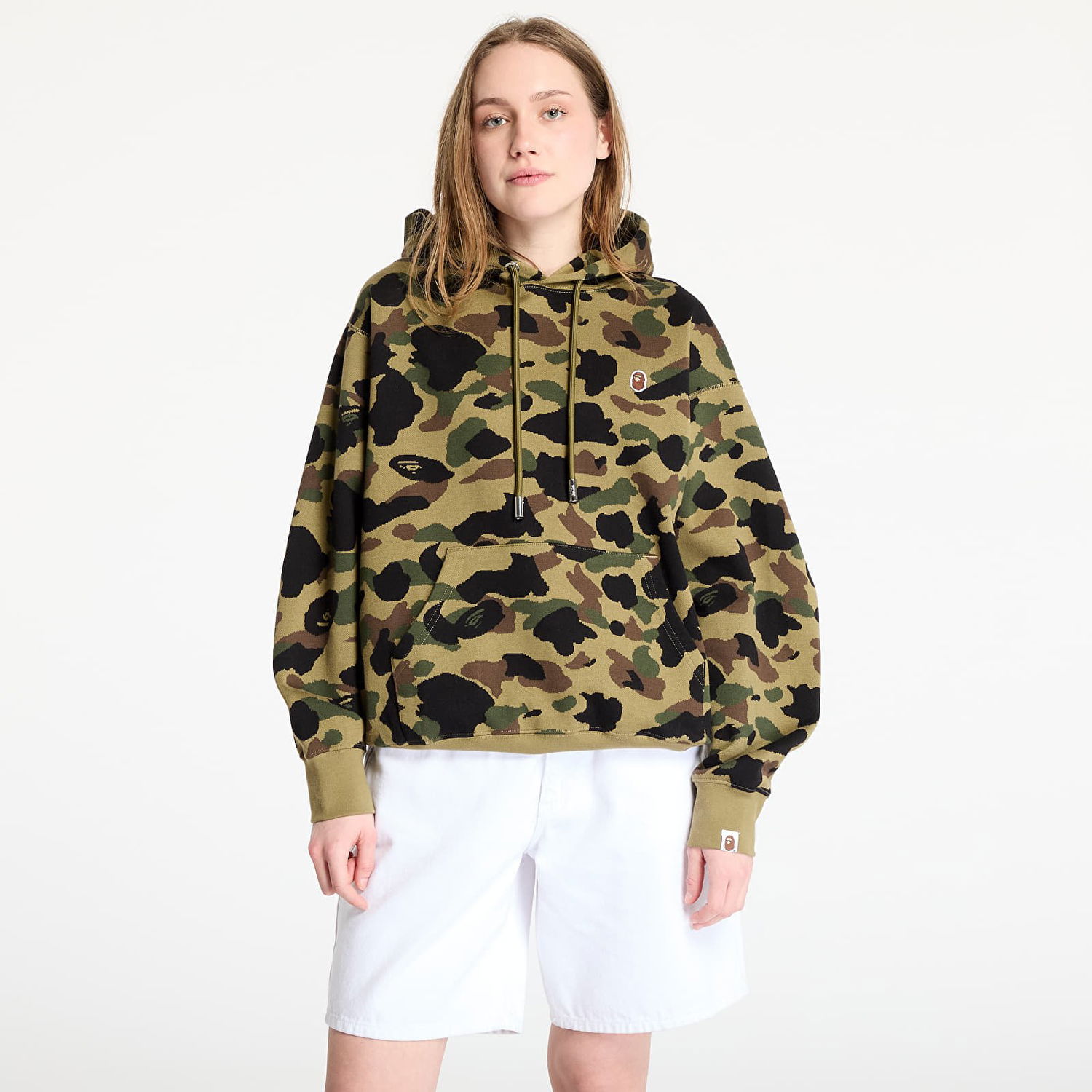 Pulover BAPE A BATHING APE 1St Camo Jacquard One Point Relaxed Fit Pullover Hoodie Zelena | 001PPL301302MGRN, 0