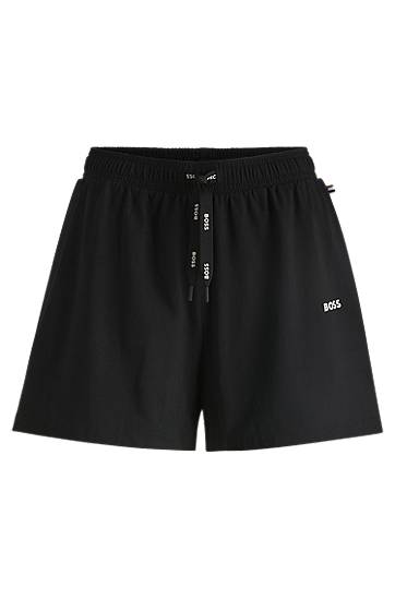 Kratke hlače BOSS BOSS Stretch Cotton Pyjama Shorts with Drawstring and Logo Print Črna | 50515606, 0