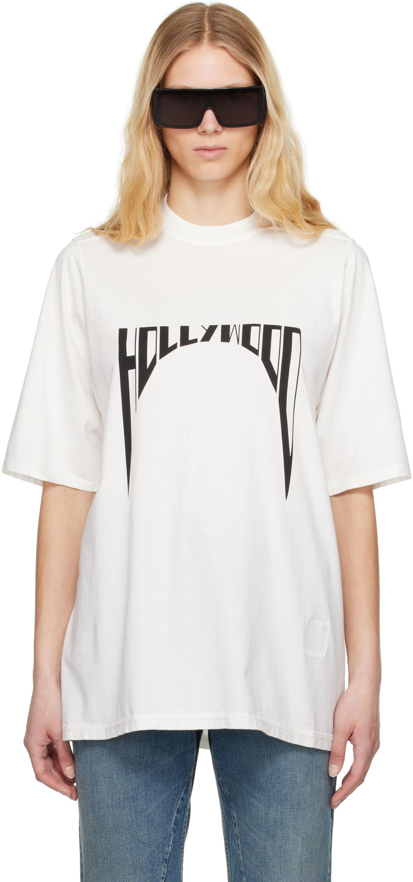 Majica Rick Owens Rick Owens DRKSHDW Hollywood Jumbo T-Shirt Bela | DS01E3204 RNEP2