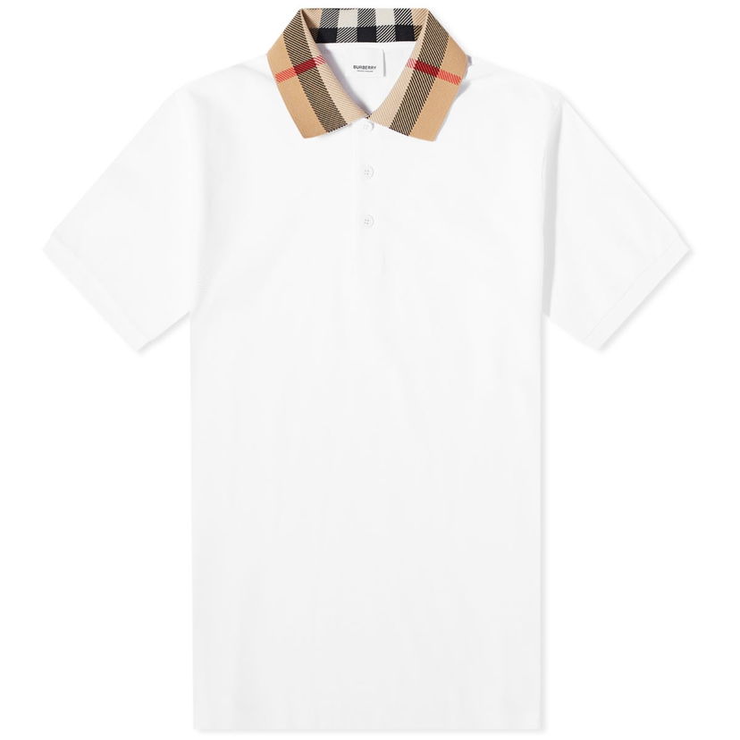 Polo majica Burberry Check Collar Polo Bela | 8071621A1464