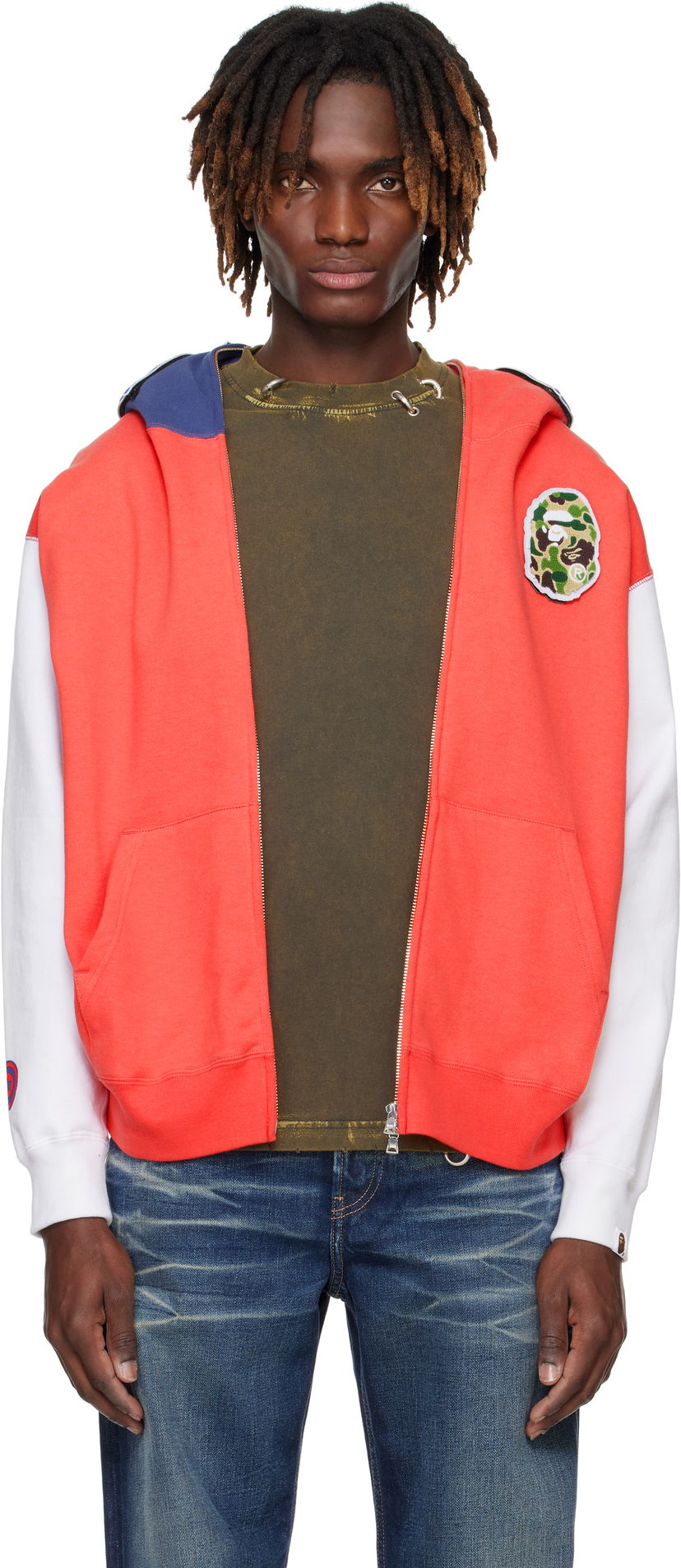 Pulover BAPE Shark Full Zip Hoodie Rdeča | 001ZPK701306M
