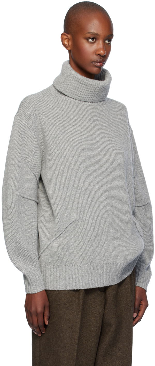 Pleteni pulover Helmut Lang Apex Turtleneck Sweater Siva | O06HW708, 1