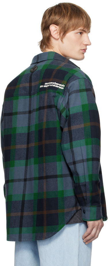 Srajce AAPE by A Bathing Ape AAPE by A Bathing Ape 'AAPE UNVS' Long Sleeve Check Shirt Modra | AAPSTM8504XXNNYM, 2