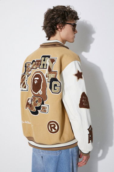 Bomber jakna BAPE Multi Motif Varsity Bomber Jacket Bež | 1J80141001, 0