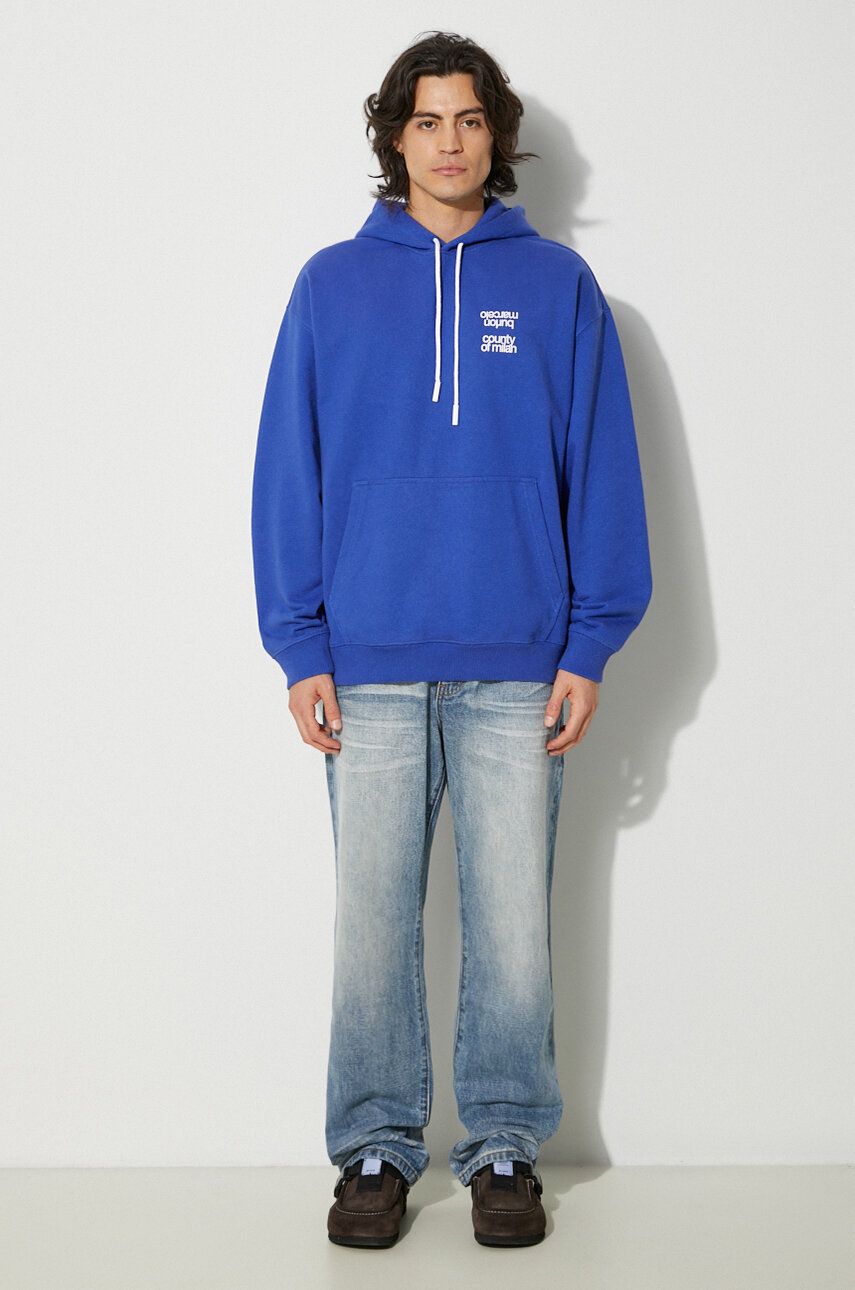 Pulover Marcelo Burlon Slogan Comfort Hoodie With Print Modra | CMBB106F24FLE0064501, 1