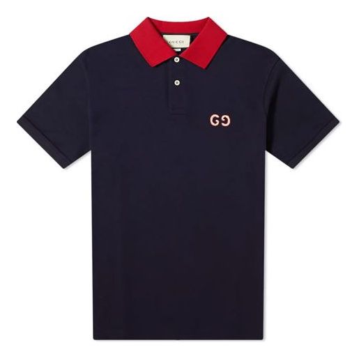 Polo majica Gucci Logo-Embroidered Short Sleeve Polo Modra | 574086-XJA6C-4062