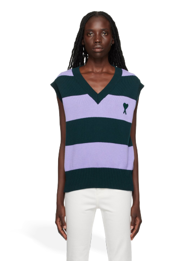 Pleteni pulover AMI SSENSE x Vest Lila | SPUKS709.016.3061