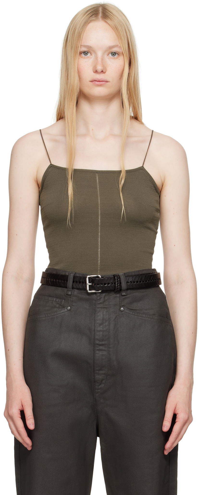 Majica brez rokavov LEMAIRE Lemaire Straps Tank Top Zelena | TO1363 LK1038