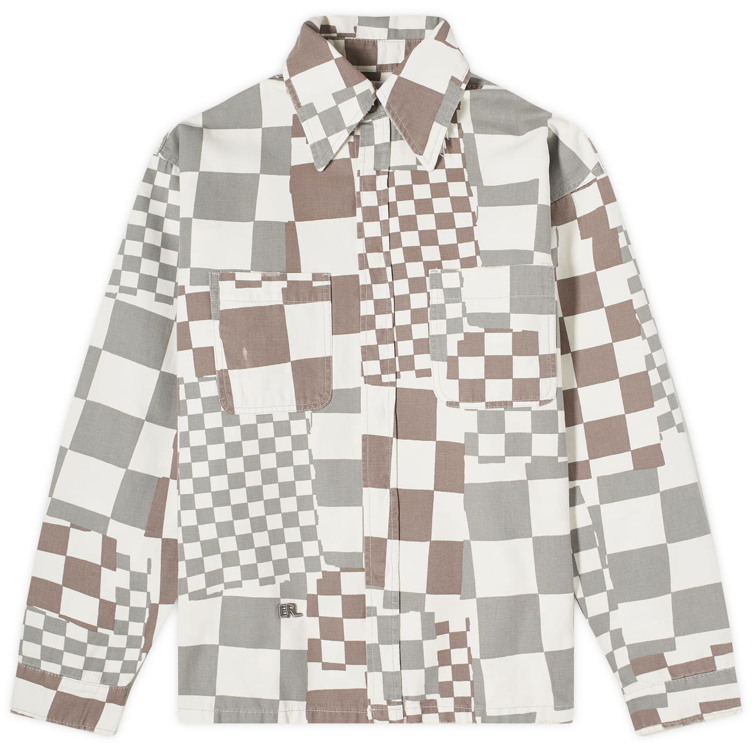Srajce ERL Checkerboard Canvas Shirt Večbarvna | ERL08J010-BKW, 1