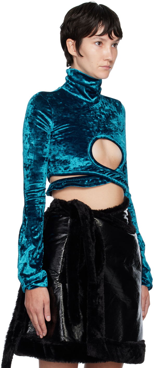 Pleteni pulover Ottolinger Ottolinger Wrap Loop Turtleneck Turkizna | 401702, 1