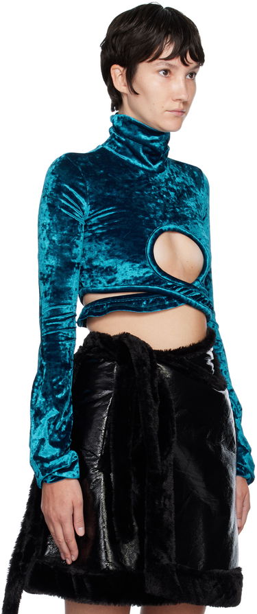 Pleteni pulover Ottolinger Ottolinger Wrap Loop Turtleneck Turkizna | 401702, 1