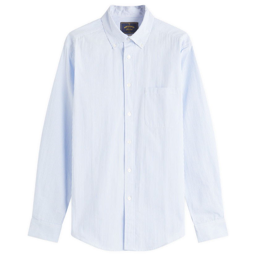 Srajce Portuguese Flannel Atlantico Seersucker Stripe Shirt, Large Modra | SS25-012-BLU