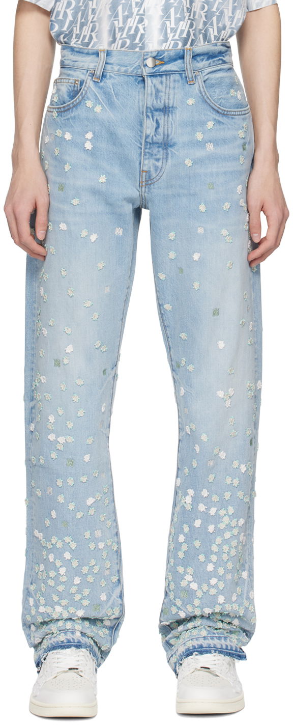 Kavbojke AMIRI AMIRI Floral Embroidered Jeans Modra | AMDNGH1012