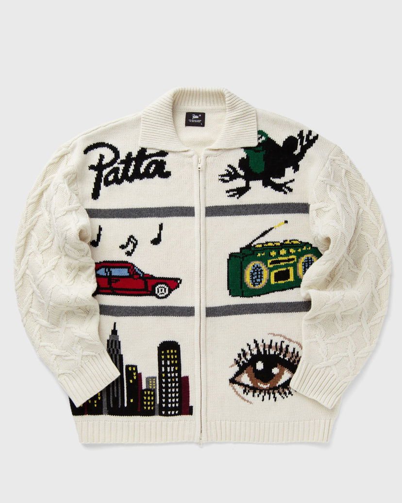 Pleteni pulover Patta Perfect Day Full-Zip Knitted Cardigan with Graphic Motifs and Cable Knit Sleeves Večbarvna | POC-AW25-7010-391-0006-212