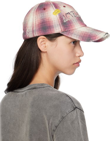Kapa Acne Studios Distressed Plaid Cap Roza | C40411-, 4