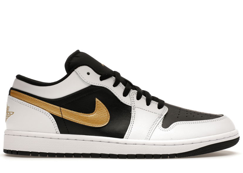 Superge in čevlji Jordan Jordan 1 Low White Black Metallic Gold Swoosh Bela | 553558-172