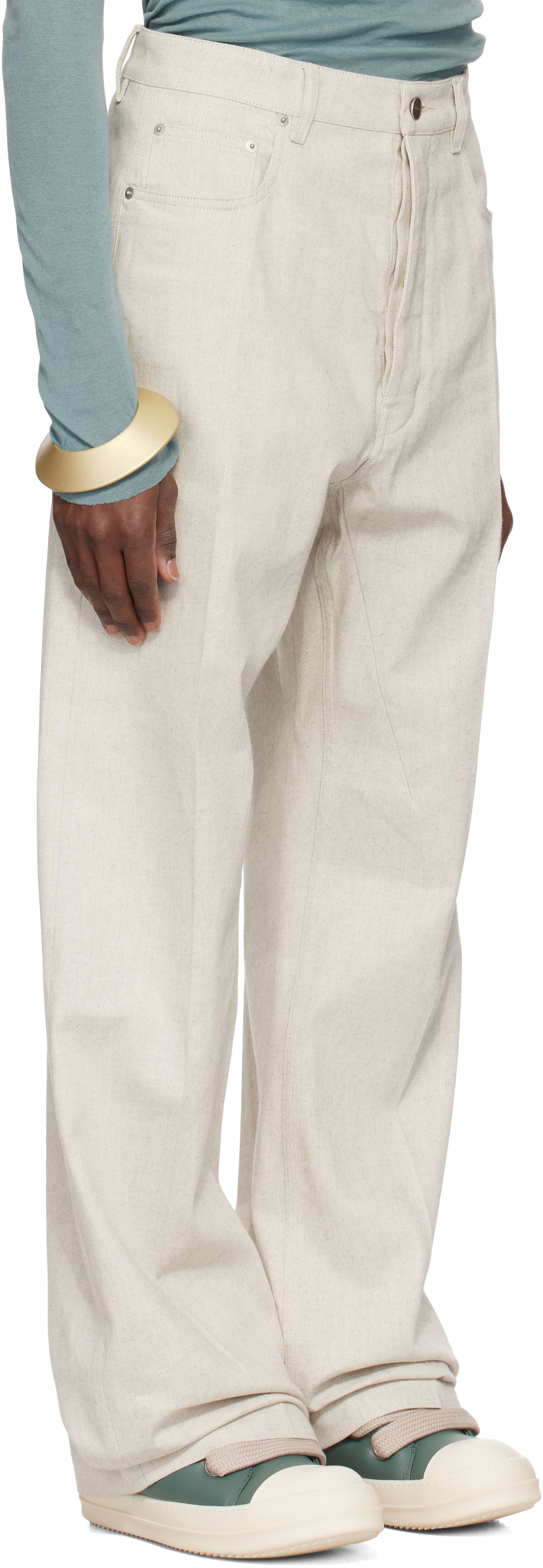 Hlače Rick Owens Rick Owens Hollywood Geth Jeans Bež | RU01E5333 DRD, 1