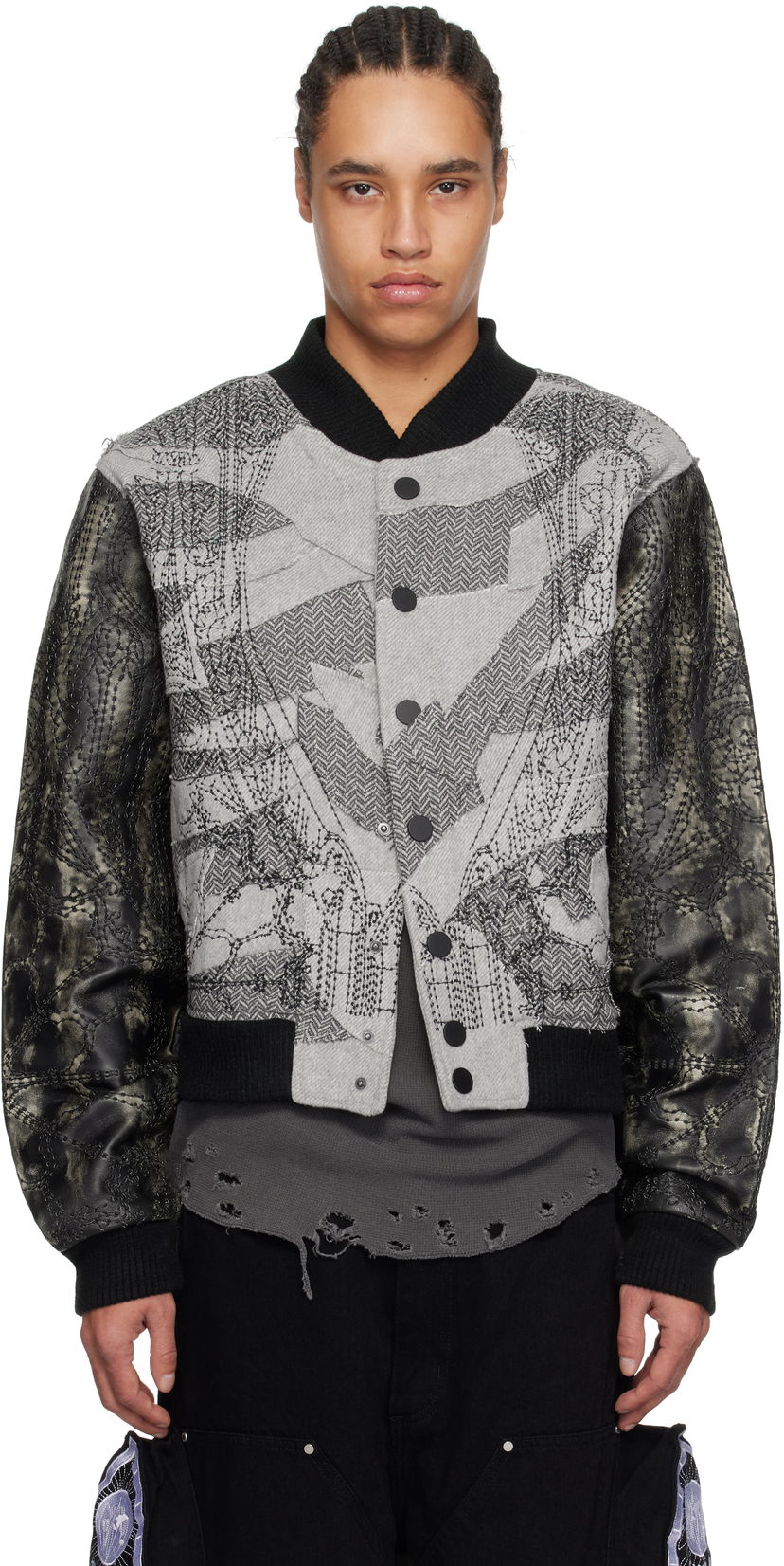 Bomber jakna Who Decides War Who Decides War Notre Dame Embroidered Varsity Jacket Siva | 1131340021SS25