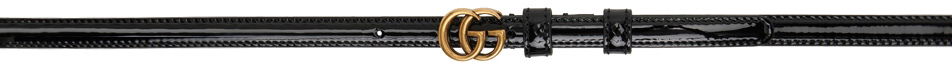 Pasovi Gucci Thin Patent Double G Črna | 707327 1J70C, 0