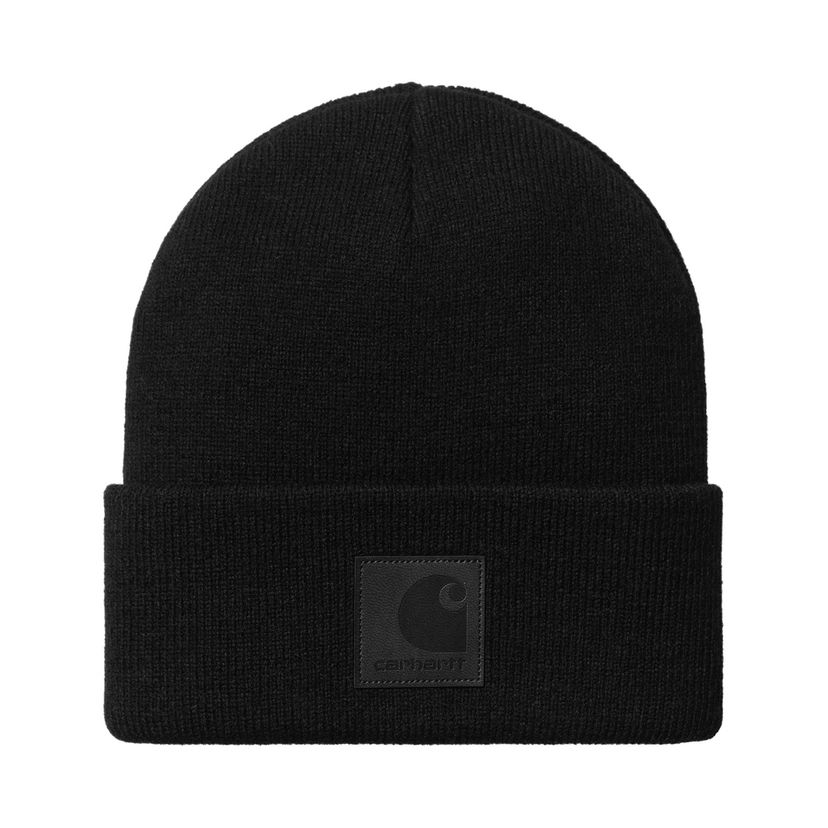 Beanie Carhartt WIP Black Logo-Patch Ribbed Beanie Črna | I034369_2