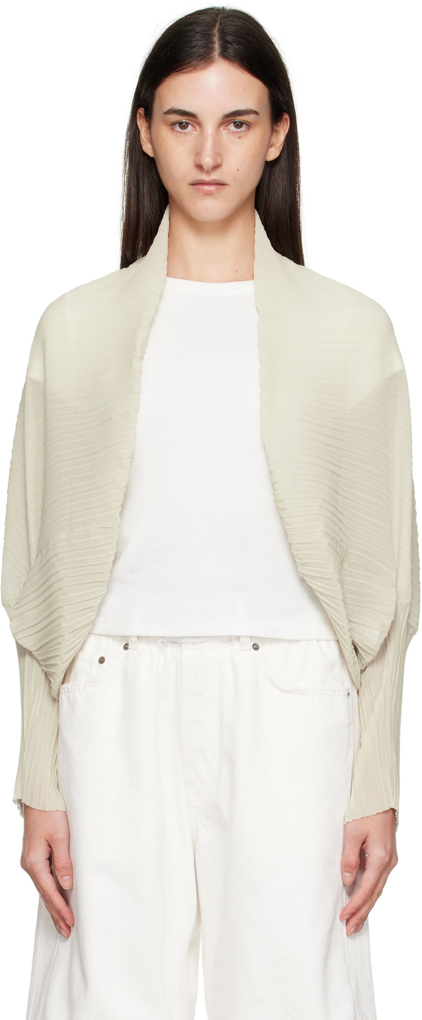 Pleteni pulover Max Mara Max Mara Vesuvio Pleated Cardigan Bež | 2514731012600