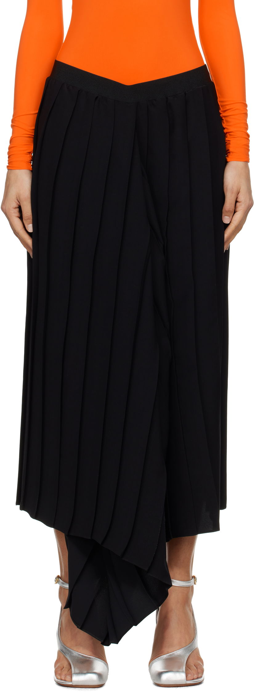 Krila Maison Margiela MM6 Maison Margiela Drape Pleated Midi Skirt Črna | S52ME0020 S43455