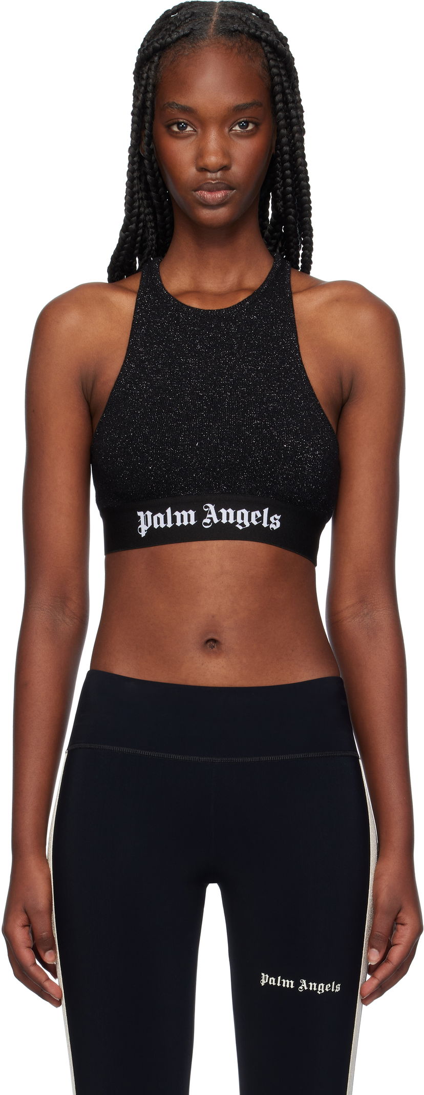 Majica brez rokavov Palm Angels Logo Tape Tank Top Črna | PWHT001F24KNI0011010