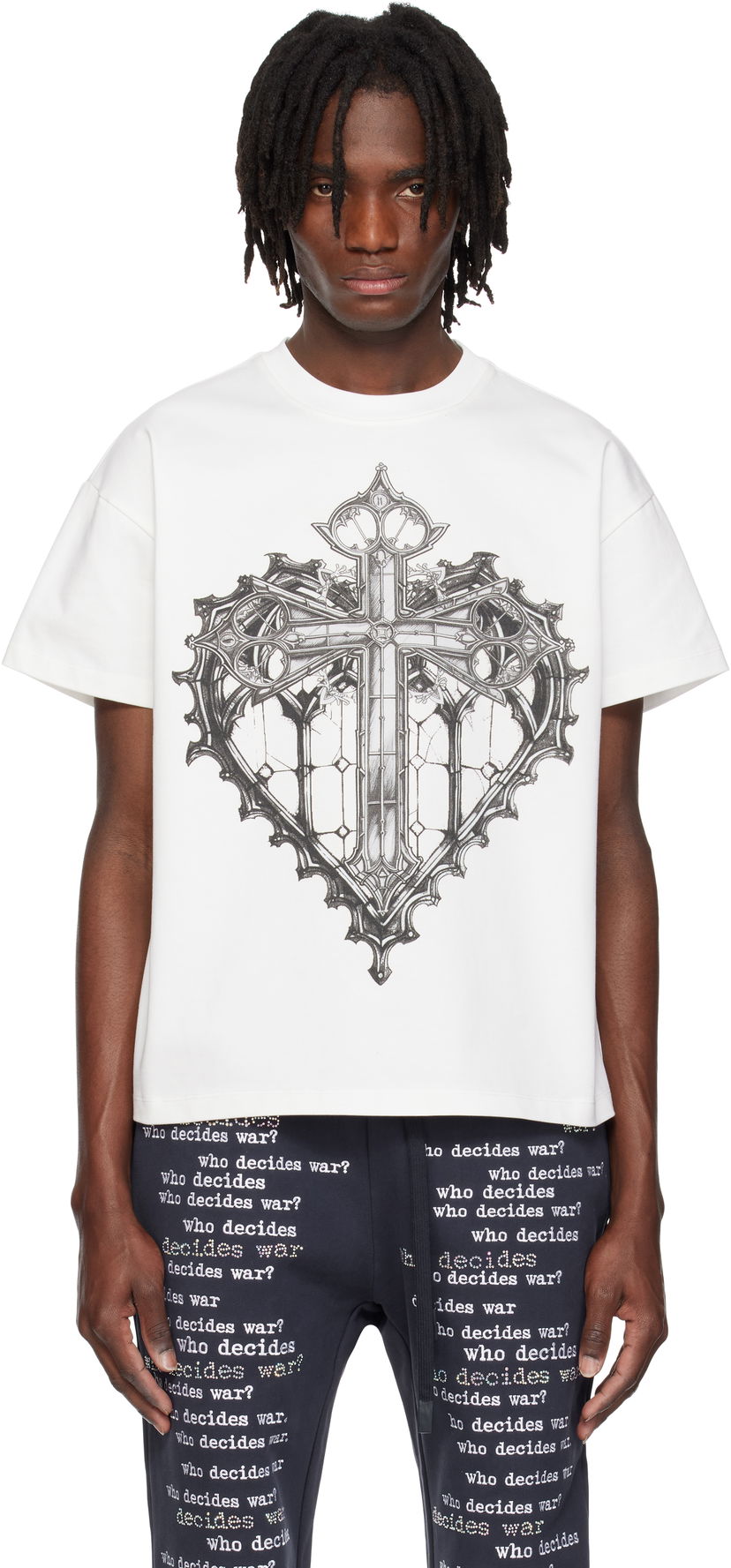 Majica Who Decides War Who Decides War Sacred Heart Graphic Short Sleeve T-Shirt Bela | 1110480001SS25
