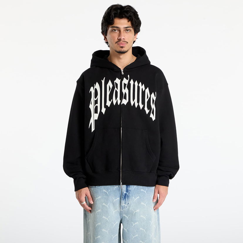 Pulover Pleasures Twitch Zip Hoodie Črna | P25F026-BLACK