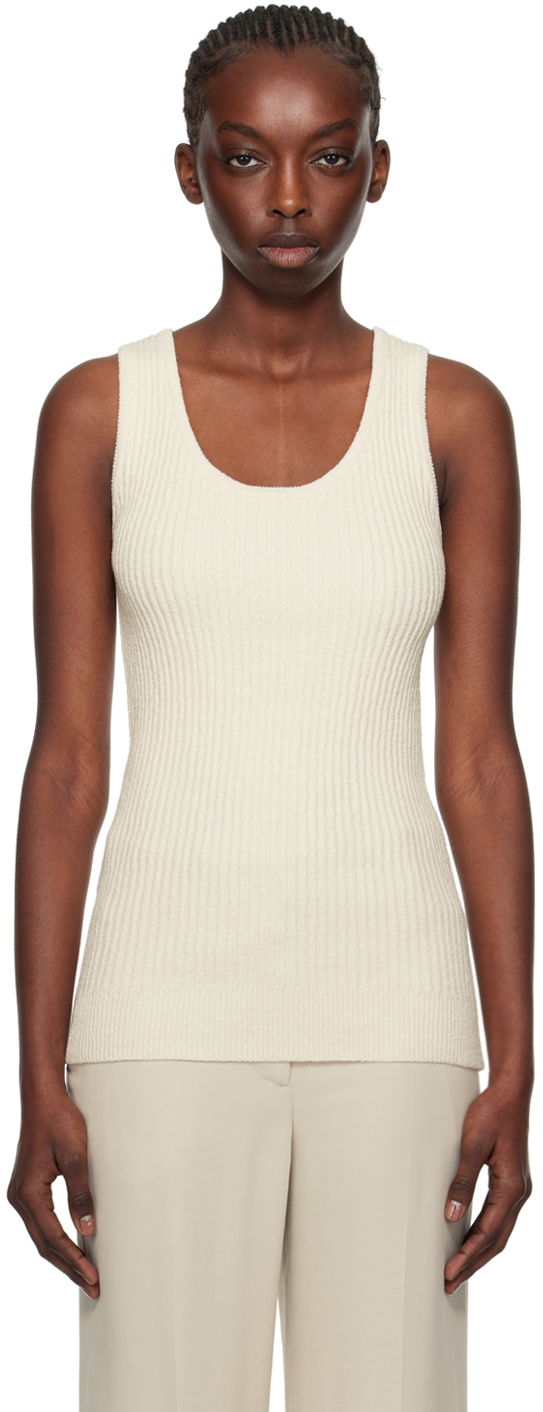 Majica brez rokavov TOTEME Textured Tank Top Bela | 242-WRT1670-YA0042