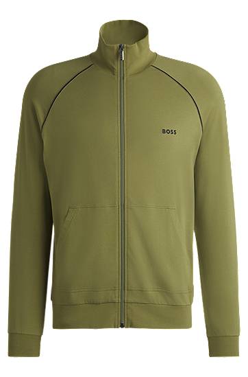 Jakna BOSS BOSS Regular-Fit Stretch-Cotton Jersey Jacket Zelena | 50515307