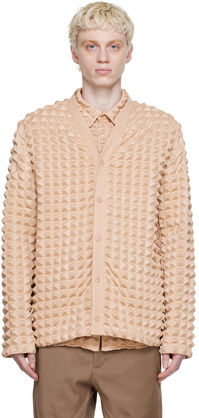 Pleteni pulover Kanghyuk Textured Button-Up Cardigan Bež | PS22SSJP03