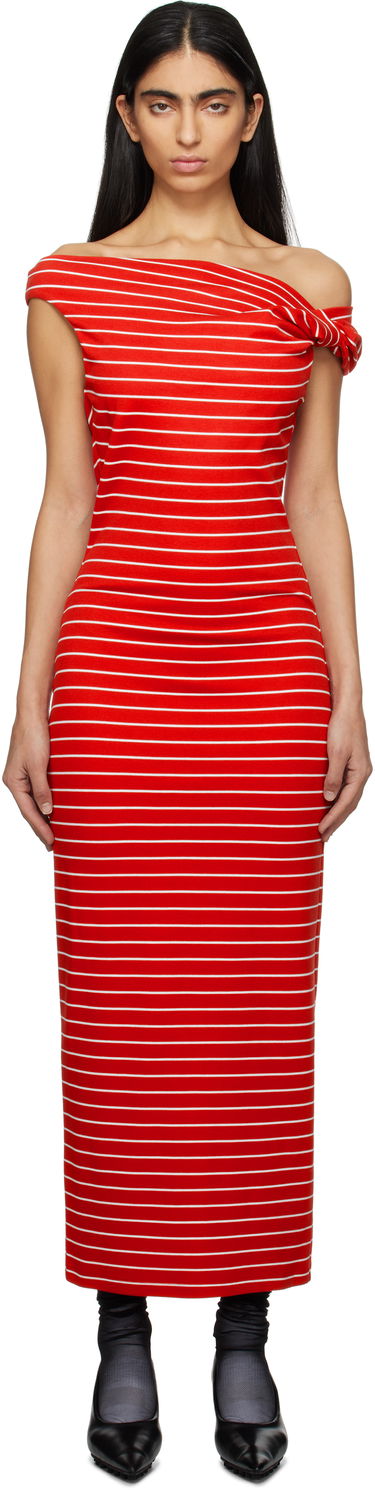 Obleke MSGM MSGM Striped Midi Dress Rdeča | 3841MDA30 257115, 0