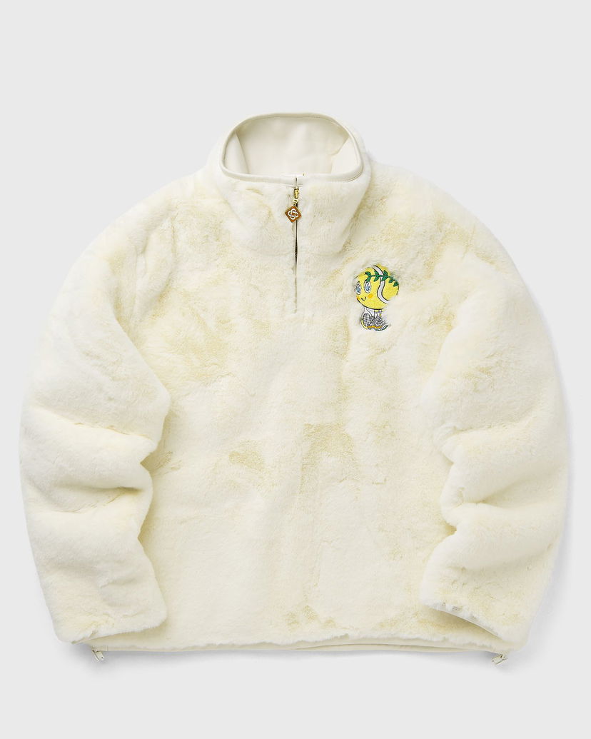 Jakna Casablanca Faux Fur Half-Zip Jacket Bela | M-AW25-OT-228-01