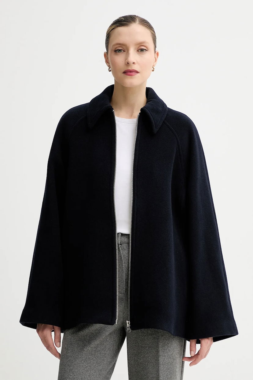 Jakna Samsoe Samsoe ALMA Wool Cape Jacket Mornarica | F23300184