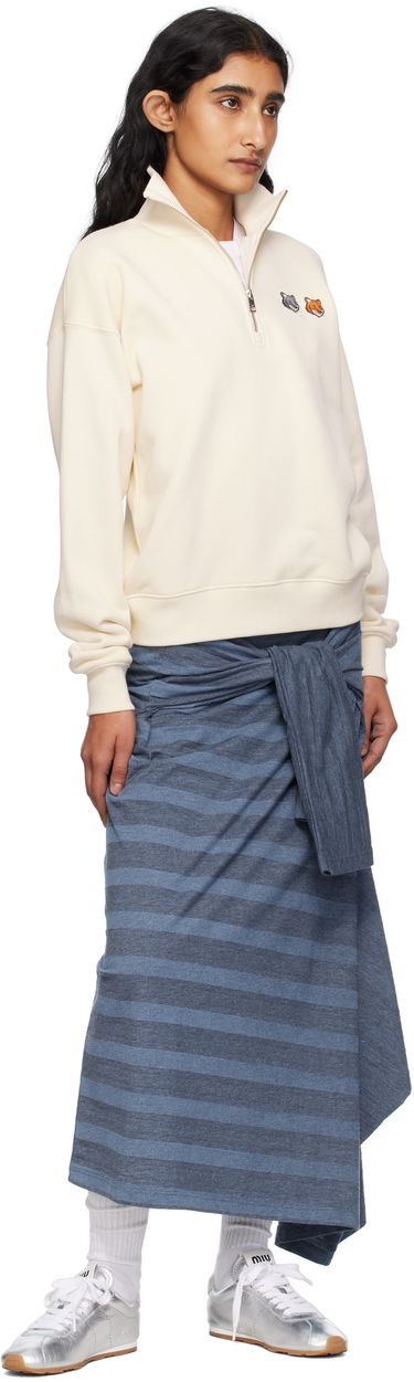 Pulover MAISON KITSUNÉ Maison Kitsuné Double Fox Head Half Zip Sweatshirt Bež | OW211CFKM0321, 3